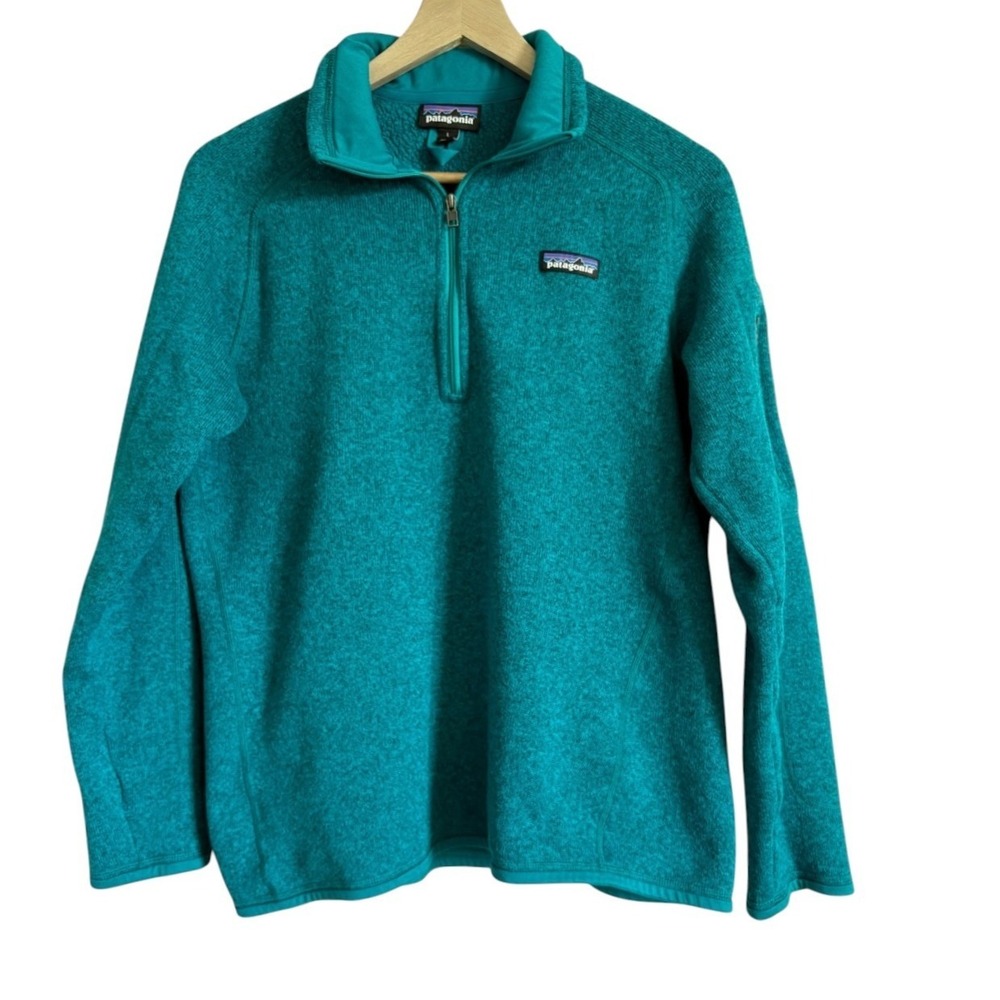 Patagonia Better Sweater 1/4 Zip Pullover Womens Large Teal Heather Fleece